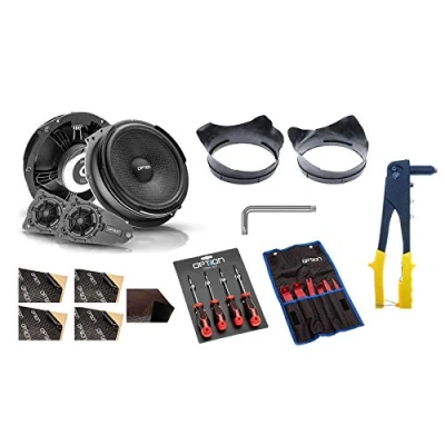 Afbeelding van Option Air luidsprekersysteem aan de voorkant compleet pakket compatibel met VW T5 luidspreker voorzijde complete set gereedschap en isolatie