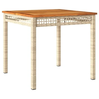 Afbeelding van Tuintafel 80x80x75 cm poly rattan en acaciahout beige