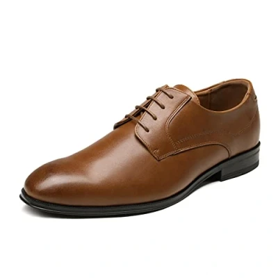 Afbeelding van Bruno Marc Herenkostuumschoenen, veterschoenen, klassieke zakelijke Derby Oxford, bruiloftsschoenen, bruin, 42 EU