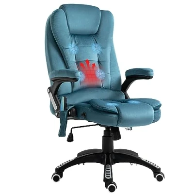 Afbeelding van Vinsetto massagestoel directiestoel met massagefunctie, in hoogte verstelbare draaistoel, ergonomische gamingstoel, bureaustoel massage, blauw, 67 x 116126 cm