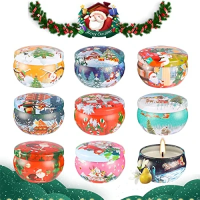 Afbeelding van Topsics Geurkaarsen, cadeauset, 9 stuks, geurkaarsenset voor vrouwen, natuurlijke sojawas, aromatherapie kaarsenset Moederdag, Kerstmis, Valentijnsdag