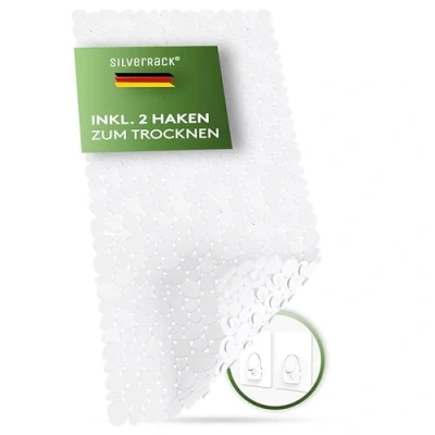 Afbeelding van SilverRack DermaSensitivo badmat, 100% BPA vrij, wit kiezellook) antislip badmat 88 x 40 cm douchemat voor een goede grip in de badkuip