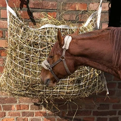 Afbeelding van hunnet voor paarden vierkant in wit fijnmazig 5x5 cm langere eettijd, 70cm x 80cm, vulgewicht 4,5kg