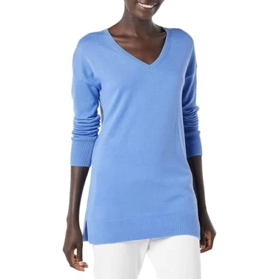 Afbeelding van Amazon Essentials Women&#039;s Lichtgewicht tuniektrui met lange mouwen en V hals (verkrijgbaar in grote maten), Blauw, M