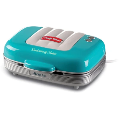 Afbeelding van Ariete 1972/01 50&#039;s Style tosti apparaat ook voor donuts &amp; muffins 700W 3 verwisselbare platen licht blauw
