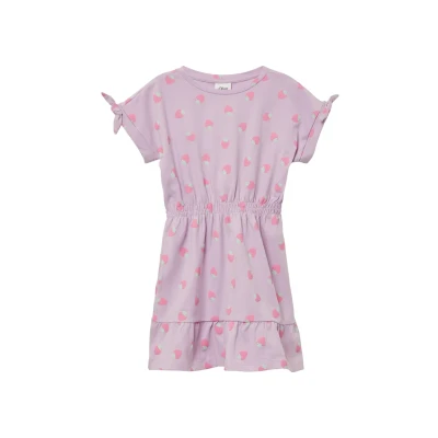 Afbeelding van s.Oliver Kurzes MIT Alloverprint UND Raffung Jerseyjurk voor kinderen, Maat: 134, Rosa