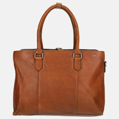 Afbeelding van Berba Lucca 335 779 Leren dames werktas 16&quot; Cognac