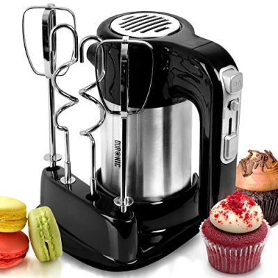 Afbeelding van Duronic HM3 Handmixer 300 W 5 Snelheden Incl. 2 Kloppers, Deeghaken &amp; Opbergstandaard Turbo Functie Bak Heerlijke Cake, Koekjes Brood Mix Ingrediënten, Slagroom, Koude Sauzen, Dressing