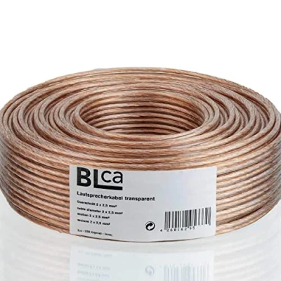 Afbeelding van DCSk BLca 10m 2x2,5mm² luidsprekerkabel CCA I geïsoleerd transparant met polariteitsmarkering LS kabel per meter voor stereo installatie etc.