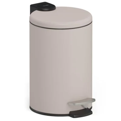 Afbeelding van stardis Pedaalemmer, 3 liter, roestvrij staal, taupe, mat, met softclosemechanisme, klapdeksel, stil sluitend, softclose, binnenemmer, cosmetica emmer, vuilnisemmer, afvalemmer, badkamer