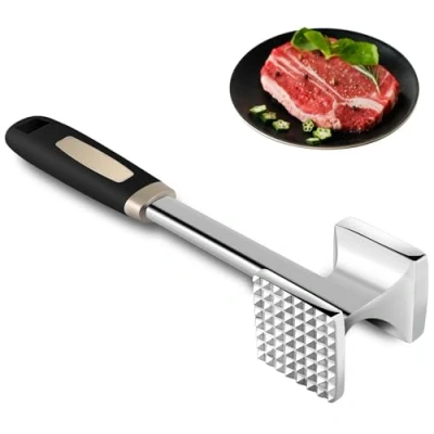 Afbeelding van Gowkeey vleeshamer, dubbelzijdige tenderizer, schnitzelklopper voor biefstuk, kotelletjes, rundvlees, kip, varken