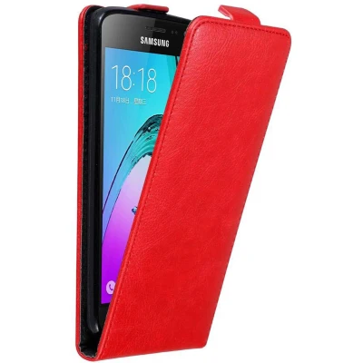 Afbeelding van Cadorabo Hoesje geschikt voor Samsung Galaxy J3 2016 in APPEL ROOD Beschermhoes Flip Case Cover magnetische sluiting