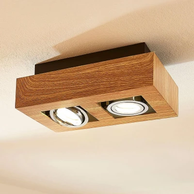 Afbeelding van Arcchio plafondlamp 2 lichts metaal, aluminium H: 8.5 cm GU10 licht hout