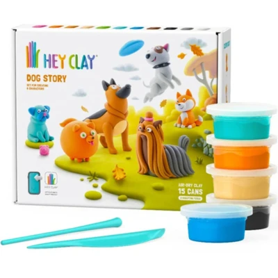 Afbeelding van Hey Clay Boetseerklei Hondenvriendjes (15 potjes)