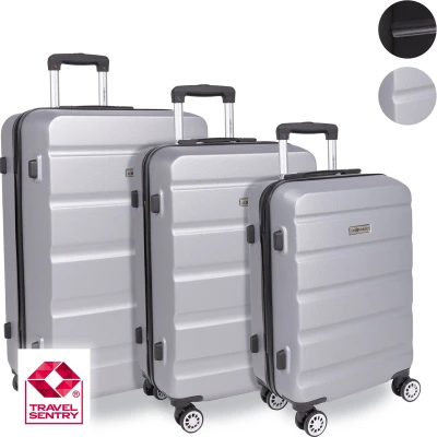 Afbeelding van Leonardo Kofferset 3 Delig Reiskoffer met Wielen Ruimbagage Handbagage Koffer TSA Slot Zilver