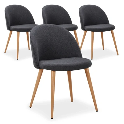 Afbeelding van Set van 4 donkergrijze Maury Scandinavische stoelen Menzzo