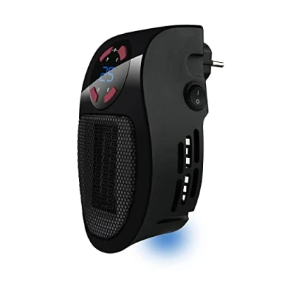 Afbeelding van Taurus Tropicano Plug Heater, mini keramiek, draagbaar, licht en compact, draadloze ventilatorkachel, programmeerbare thermostaat, 2 debietstanden, koelmodus, 500 W, kunststof, zwart