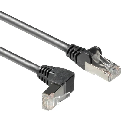 Afbeelding van S/FTP CAT6a 10 Gigabit netwerkkabel haaks naar boven / recht zwart 5 meter