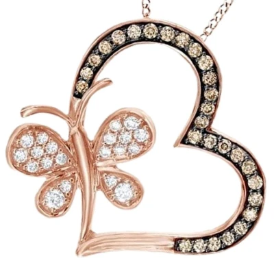 Afbeelding van Ketting met hanger hart en vlinder zilverkleur.
