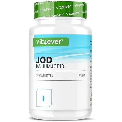 Afbeelding van Jodium 200µg 365 Kaliumjodide tabletten voor 1 jaar voorraad Geen ongewenste toevoegingen Hoog gedoseerd Veganistisch