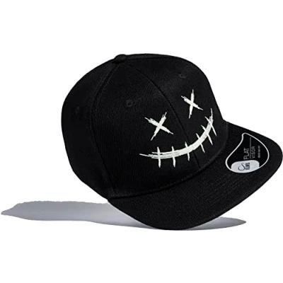 Afbeelding van Kinderpet: Scary Smile Glow in The Dark Basecap kinderen lichtgevende pet jongens, muts kinderen, zwart, One Size
