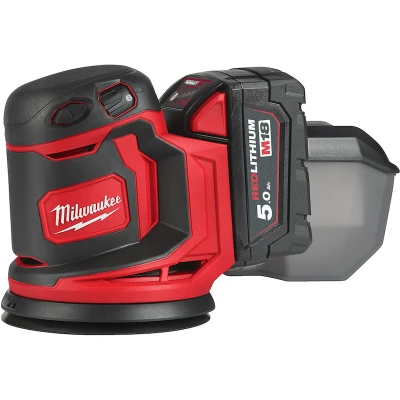 Afbeelding van Milwaukee M18 BOS125 502B 125 mm excentrische schuurmachine set (2x 5,0Ah accu) in tas