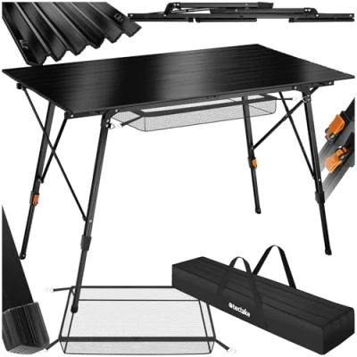 Afbeelding van tectake® Aluminium campingtafel kampeertafel klaptafel in hoogte verstelbaar zwart 404985