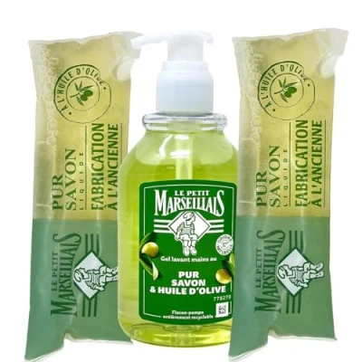 Afbeelding van Le Petit Marseillais Pure vloeibare zeep Savon Olive 300 ml + 2 x 250 navulverpakking uit Frankrijk