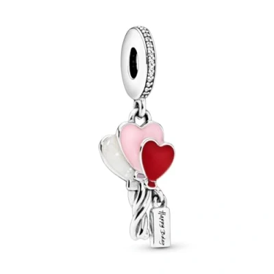 Afbeelding van PANDORA silver dangle with clear cubic zirconia, shimmering silver, pink and red enamel