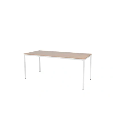 Afbeelding van Domino Basic bureautafel, vaste hoogte met 180x80cm havana/ kersen licht 25mm blad en wit (RAL9010) 4 poot frame