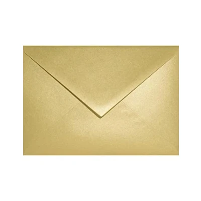 Afbeelding van Netuno 25 parelmoer goude enveloppen C6 114x162mm 110g Sirio Pearl Aurum rechte klep glanzende hoogwaardige metallic voor bruiloft doop Kerstmis verjaardag Pasen