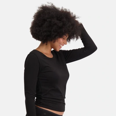 Afbeelding van Comfortabel &amp; Zijdezacht Bamboo Basics Merino Bamboe T shirt lange mouw Tracy Zwart S