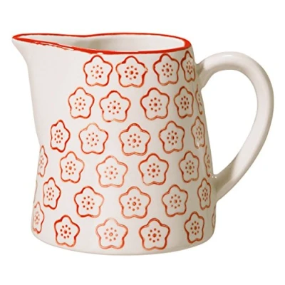 Afbeelding van Bloomingville Melkkan Isabella Retro slagroomkannetje kleine kan Ø 8,5 x H cm, rood, keramiek, inhoud ca. 250 ml