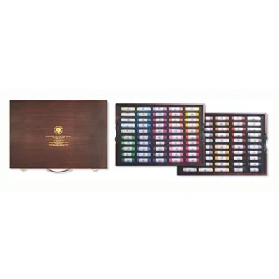 Afbeelding van Mungyo MPHM 100WL Gallery Artists&#039; Handmade Soft Pastels Landschapskleuren, set van 100 handgerolde krijtjes artistieke kwaliteit in een houten doos, zachte textuur