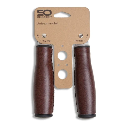 Afbeelding van Selle Orient Fiets Handvatten 135mm Bruin Kunstleer