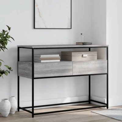 Afbeelding van Wandtafel 100x40x75 cm bewerkt hout grijs sonoma eikenkleurig