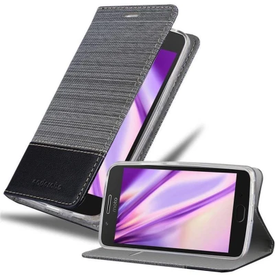 Afbeelding van Cadorabo Hoesje geschikt voor Motorola MOTO G5 PLUS in GRIJS ZWART Beschermhoes met magnetische sluiting, standfunctie en kaartvakje Book Case Cover Etui