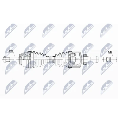 Afbeelding van NTY NPW RE 089 Aandrijfas Vooras rechts 1020mm 90mm RENAULT: Espace V (JR) 1.6 dCi 130, 160 2015