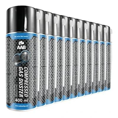 Afbeelding van 11 x AAB Compressed Gas Duster 400ml Computer Can for Cleaning Computer, Keyboard, and Other Office Equipment, PC Keyboard Cleaner, Air Blower, Spray, Prime