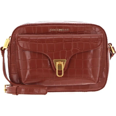 Afbeelding van COCCINELLE Leren Schoudertas Beat Croco Shiny Soft Crossover Bag Cinnamon Bruine