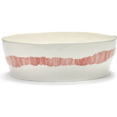 Afbeelding van Serax FEAST Swirl Stripes saladeschaal 29 cm Gebroken wit