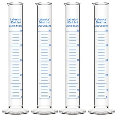Afbeelding van Labasics 4 Pack Borosilicaat Glas 50 ml Zwaarwandige Maatcilinder Gegradueerde Cilinder