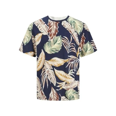 Afbeelding van Jack &amp; Jones Resort AOP TEE Tshirt print, Heren, Maat: Small, Navy blazer