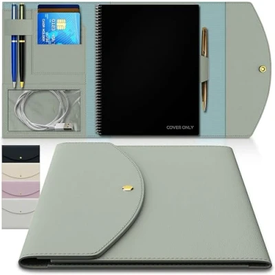 Afbeelding van Slanke lichtgewicht organizer cover voor Rocketbook, dagboek, planner, notebook Executive formaat A5 past 6 x 8,8 notebook, zachte en flexibele veganistische lederen hoes Core Panda Fusion