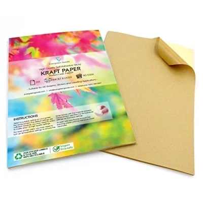 Afbeelding van Evergreen Goods™ 10 vellen A4 Kraft Matte afdrukbare stickerpapieren etiketten Inkjet en laserprinten Geschikt voor Cricut &amp; snijders Zelfklevende plakkende achterkant Productetikettering,