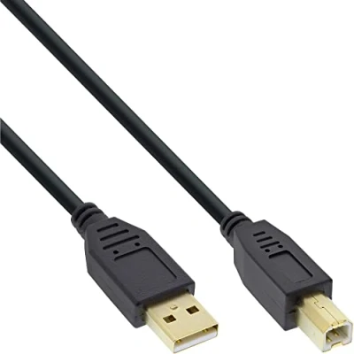 Afbeelding van InLine 34503S USB 2.0 kabel, A naar B, zwart, contacten, goud, 0,3 m