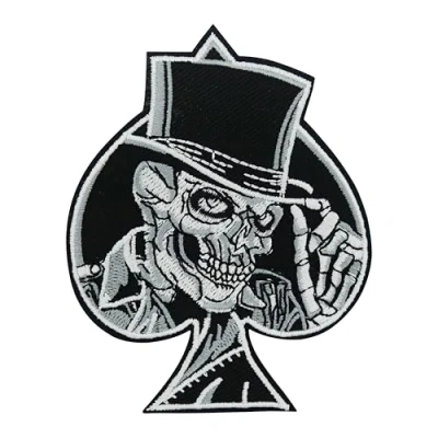 Afbeelding van Finally Home Doodshoofd op opstrijkpatches patch, strijkpatches, patches, patch