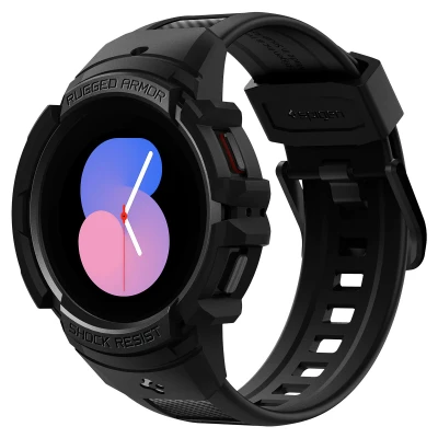 Afbeelding van Samsung Galaxy Watch 4 (40mm) Hoes: Spigen Rugged Armor Pro Case Shockproof/Valbescherming Bumper Zwart Kunststof Smart Covers