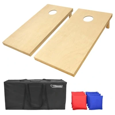 Afbeelding van GoSports Massief houten Premium Cornhole set Kies tussen 4 ft x 2 of 3 speelborden, inclusief van 8 maïsgaten werpzakken