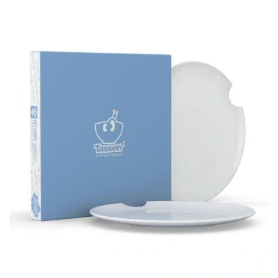 Afbeelding van Tassen set van 2 diner borden met hap eruit 28 cm 74